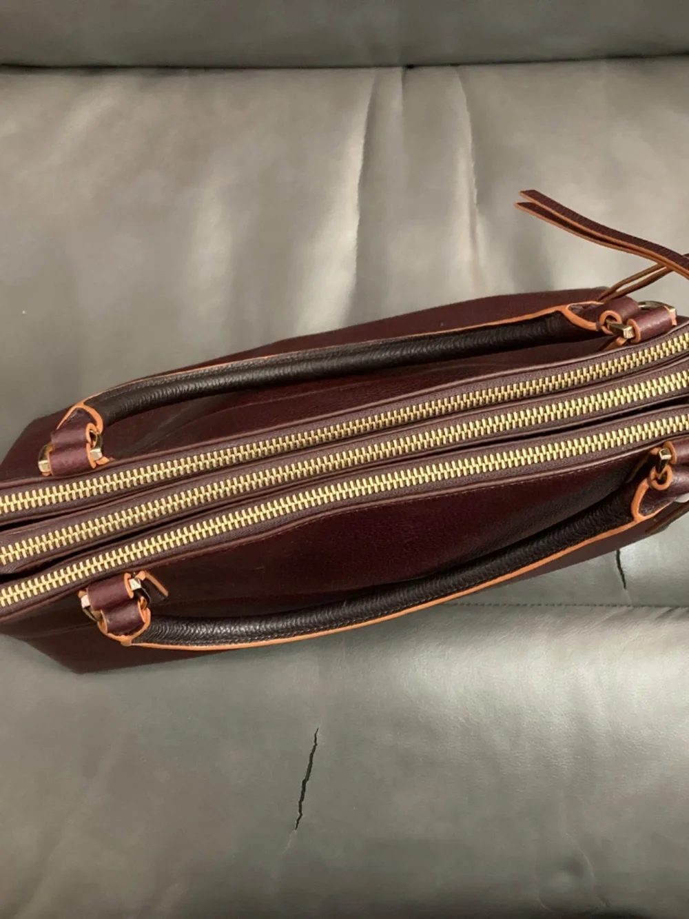 Coach Burgundy and Tan Leather Crossbody Satchel